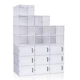 Rebrilliant 18 Pair Stackable Shoe Storage Box Plastic | 13 H x 9 W x 5.5 D in | Wayfair FE930C30FE074F4D827AA3724A0F11F9