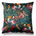 Izabela Peters Cushions With Covers Included, Filled Cushion, Eco-Friendly Velvet Cushions, 60 cm, Birds in Paradise - Teal, Chair Cushions, Sofa Cushions, Seat Cushions