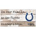 Indianapolis Colts 2021 NFL Crucial Catch 6'' x 12'' In Our Family No One Fights Cancer Alone Sign