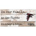 Atlanta Falcons 2021 NFL Crucial Catch 6'' x 12'' In Our Family No One Fights Cancer Alone Sign