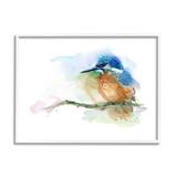 Stupell Industries Kingfisher Perched Bird On Cottage Tree Branch Black Framed Giclee Texturized Art By Verbrugge Watercolor in Brown | Wayfair