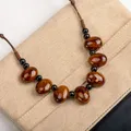 Collier de perles en céramique en forme de pavé pendentif vintage style classique bijoux # GY515