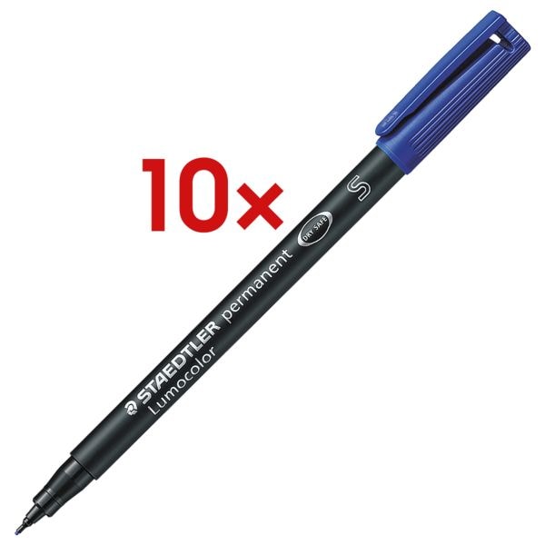 Staedtler 10x Universalstift »Lumocolor permanent S« blau Image