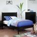 Wooden Transitional Twin Bed with Round Tapered Legs, Black