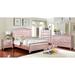 Wooden Bed With Padded Headboard, Rose Gold