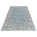 Shahbanu Rugs Oushak with Floral Motifs Soft Wool Hand Knotted Blue Oriental Rug (5'0" x 6'8") - 5'0" x 6'8"