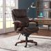 La-Z-Boy Bellamy Executive Leather Office Chair with Memory Foam Cushions, Solid Wood Arms and Base, Waterfall Seat Edge