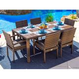 Latitude Run® Sorrento Rectangular 6 - Person 69.5" Long Outdoor Dining Set w/ Cushions Plastic/Wicker/Rattan in Brown | Wayfair