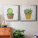 Dakota Fields Boho Cacti III - 2 Piece Picture Frame Print Set on Canvas in Black/Blue/Green | 26.5 H x 53 W x 1.5 D in | Wayfair