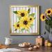 Rosalind Wheeler Sunflower Array I - Picture Frame Painting on Canvas in Black/Blue/Green | 34.5 H x 34.5 W x 1.5 D in | Wayfair