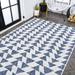 White 47 x 0.19 in Area Rug - Union Rustic Anatolia Modern Tribal Geometric Indoor/Outdoor Blue/Ivory Area Rug | 47 W x 0.19 D in | Wayfair