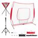 Costway Portable Practice Net Kit with 3 Carrying Bags-Red