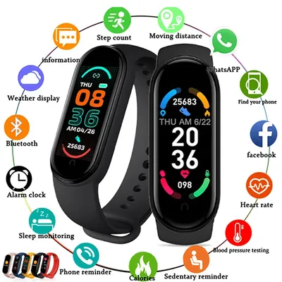 Montre connectée M6 pour hommes et femmes bracelet de sport Bluetooth fréquence cardiaque suivi