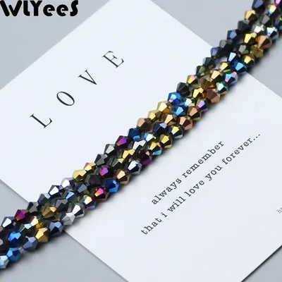WLYeeS-Collier de perles de cristal bicone autrichien placage 4mm multicolore perle spatiale