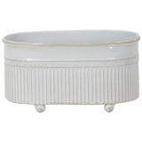 Foreside Home & Garden Antique White Metal Trough Planter with Ball Feet - 5.25 x 3 x 2.75