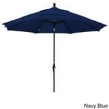 California Umbrella 11' Rd. Aluminum Market Umbrella, Crank Lift, Collar Tilt, Dbl Wind Vent, Black Finish, Pacifica Fabric