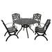 Modern Ornate Outdoor Mesh Aluminum 48-in Round Patio Dining Set with Four Chairs - N/A