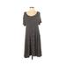 Old Navy Casual Dress - Midi Scoop Neck Short Sleeve: Black Stripes Dresses - Women's Size Small