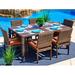 Latitude Run® Tuscany Rectangular 6 - Person 69.5" Long Outdoor Dining Set w/ Cushions Plastic/Wicker/Rattan in Brown | Wayfair