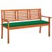 vidaXL 3-Seater Patio Bench with Cushion 59.1" Solid Eucalyptus Wood - 59.1" x 23.6" x 35"