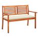 vidaXL 2-Seater Patio Bench with Cushion 47.2" Solid Eucalyptus Wood - 47.2" x 23.6" x 35"