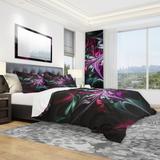 Designart 'Multicolored Abstract Floral Shapes' Traditional Bedding Set - Duvet Cover & Shams