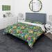 Designart 'Texture with Abstract Flowers & Leaves' Modern & Contemporary Bedding Set - Duvet Cover & Shams