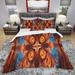 Designart 'Orange and Blue Mirrored Art' Modern & Contemporary Bedding Set - Duvet Cover & Shams