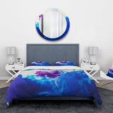 Designart 'Blue and Purple Ink Composition' Mid-Century Modern Bedding Set - Duvet Cover & Shams