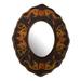 Handmade Black Colonial Wreath Reverse-Painted Glass Wall Mirror (Peru) - 9.75" H x 7.75" W x 0.6" D