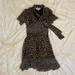 Michael Kors Dresses | Michael Kors Mixed-Leopard Print Georgette Tie Neck Dress | Color: Black/Brown | Size: Xs