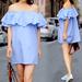 Zara Dresses | Blue White Vertical Stripe Off Shoulder Zara Dress | Color: Blue/White | Size: S
