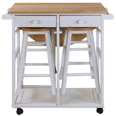 Breakfast Cart with Drop-Leaf Table-White by Casual Home in White