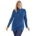 Plus Size Women's Button-Neck Waffle Knit Sweater by Woman Within in Royal Navy (Size 3X) Pullover