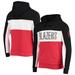 Men's Junk Food Black/White Portland Trail Blazers Wordmark Colorblock Fleece Pullover Hoodie