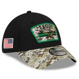 Men's New Era Black/Camo Philadelphia Eagles 2021 Salute To Service Historic Logo 39THIRTY Flex Hat