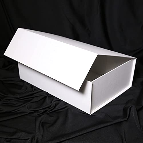 Luxury Gift Box for Presents, White x10 Magnetic Gift Boxes - Size 28x20x9cm, Folding Gift Box for Birthday Wedding Anniversary Valentines etc (White - 10 Boxes)