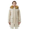 Orolay Women's Mid length Cozy Down Coat with Faux Fur Safari L