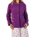 Slenderella Womens Womens 25" Length Luxury Soft Purple Fleece Collared Button Up Bedjacket with Satin Trim medium