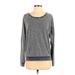 I.O.C. by ICONS Sweatshirt: Scoop Neck Covered Shoulder Gray Color Block Tops - Women's Size Small