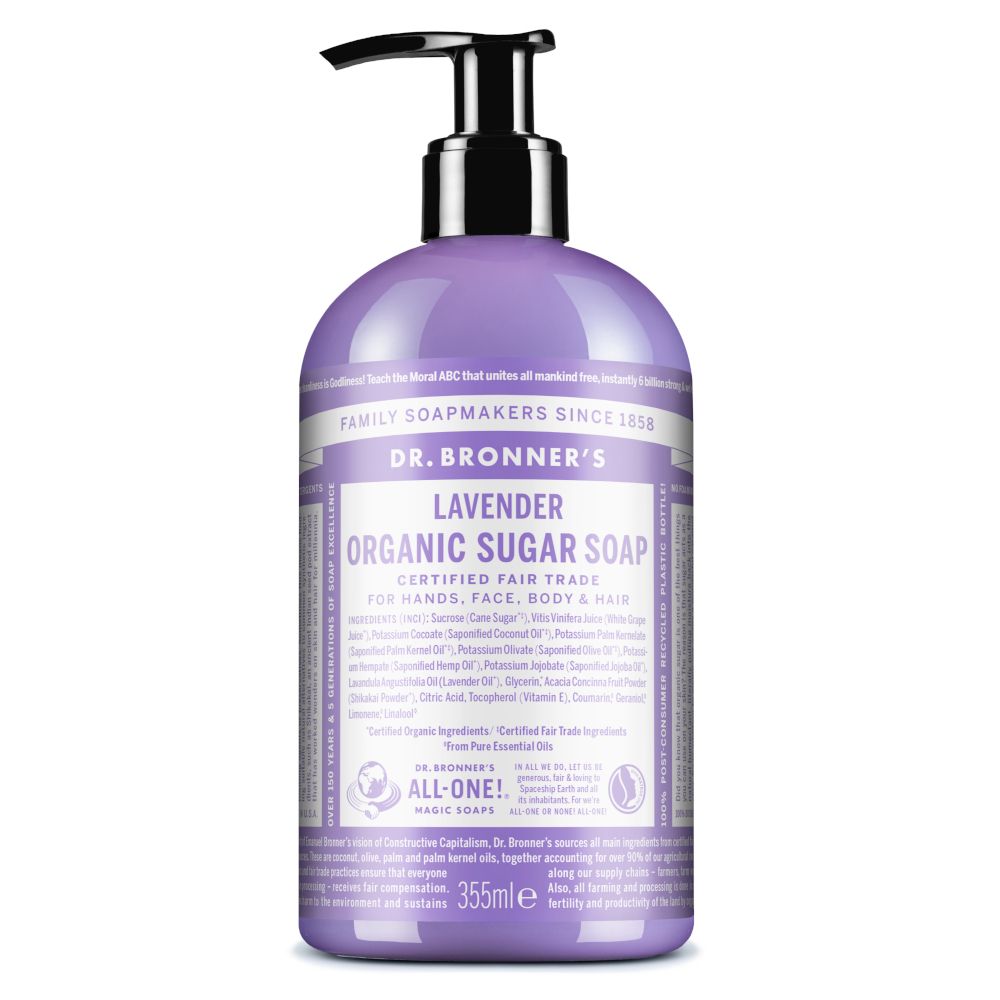 Dr. Bronner's Sapone di Zucchero Bio Lavanda 355 ml