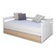 Lit banquette gigogne bois massif blanc et bois 80x200 cm