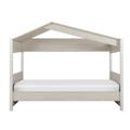 Lit cabane 90x200 cm effet bois naturel blanchi