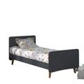 Pack lit avec pieds et matelas bois massif anthracite 90x190 cm