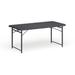 4-Foot Height Adjustable Bi-Fold Dark Gray Plastic Folding Table with Handle