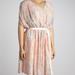 Jessica Simpson Dresses | Apricot Watercolor Pleated Cape-Sleeve Dress - Plus 18w | Color: Blue/Pink | Size: 18w