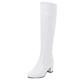 CUTEHEELS Women Chunky Heel Knee-High Boots White 2.5 UK