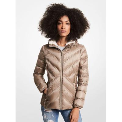 Faux Fur-lined Quilted Nylon Packable Puffer Jacket - Brown - Michael Kors Jackets from Michael Kors Shop