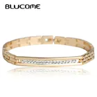 Blucome – Bracelet en cuivre et cristal pour femmes couleur or Rose lien en acier inoxydable