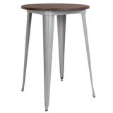 30" Round Metal Indoor Bar Height Table with Rustic Wood Top - 30"W x 30"D x 42"H